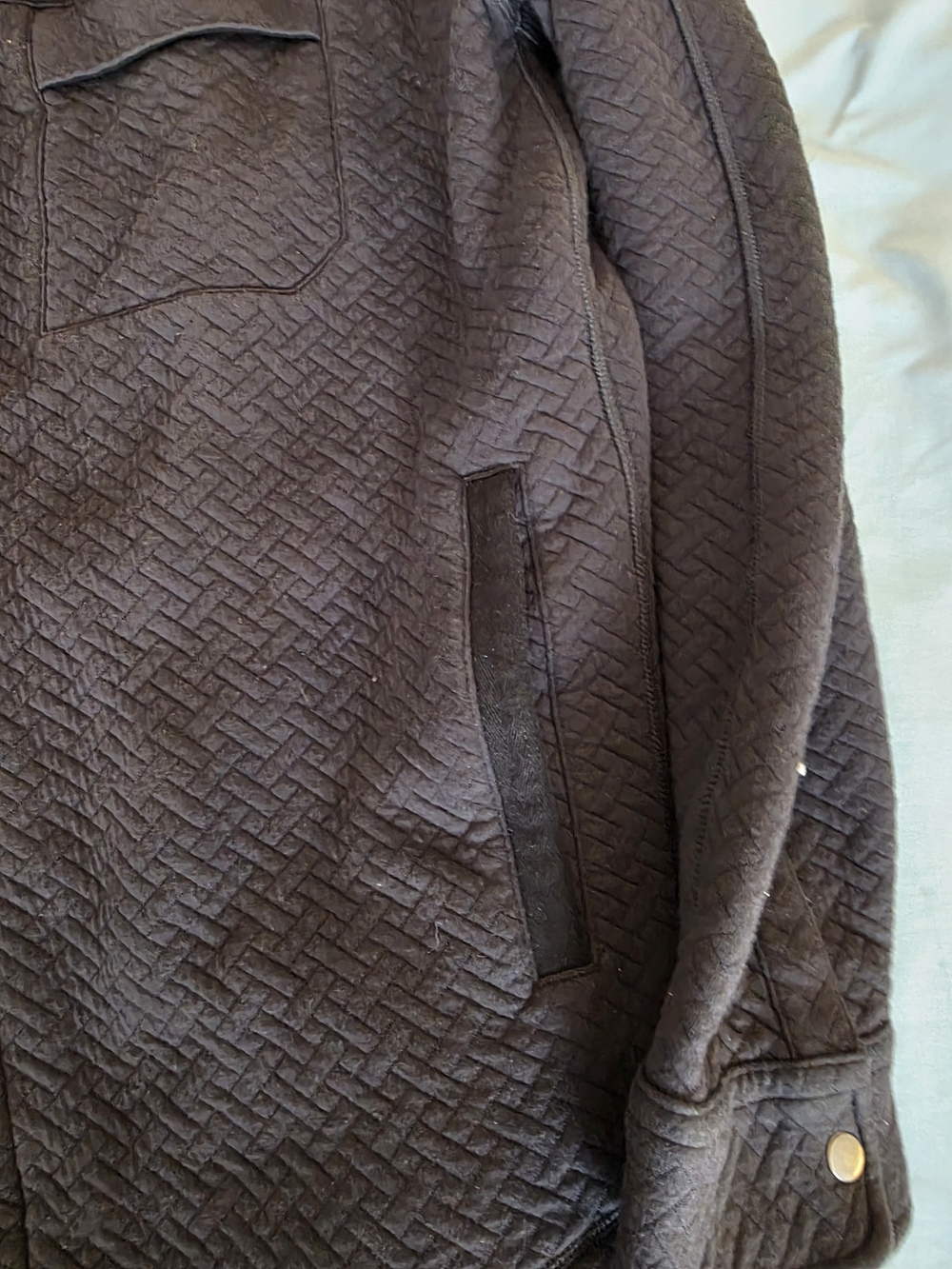 RHONE Black Quilted Snap-Front Shirt Jacket - Picture 2 of 4